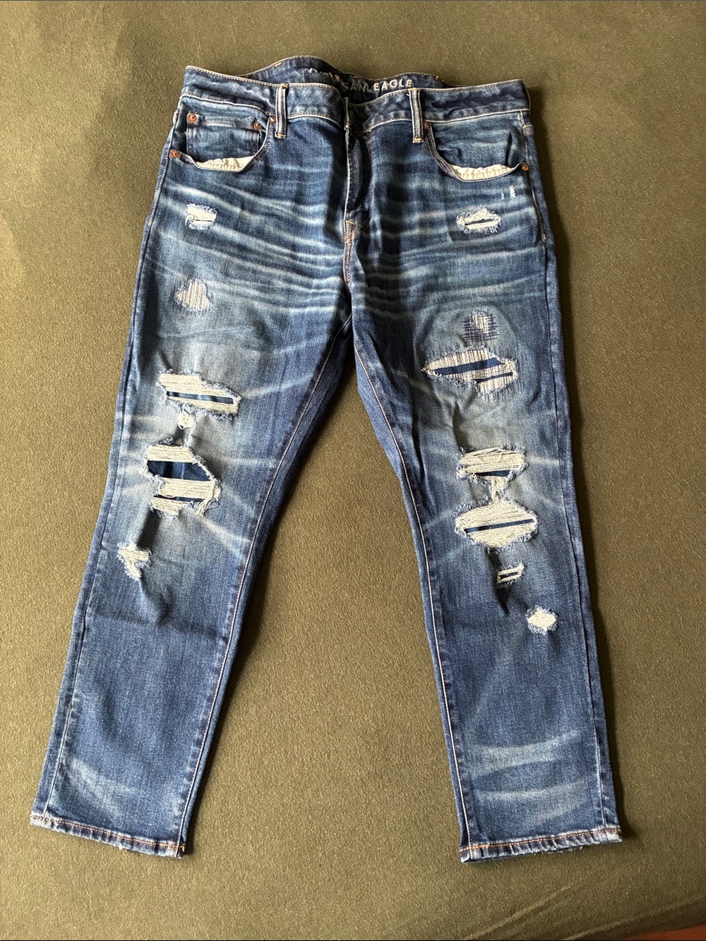 American Eagle Outfitters Men’s Slim Distressed Blue Denim Jeans